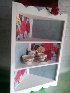 Hand made and hand painted. corner unit approx 30cm from outer edge to back corner and 64cm high. £35